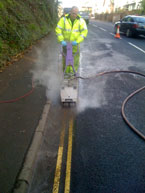Prior to UHP cleaning Ultra high pressure cutting, line during